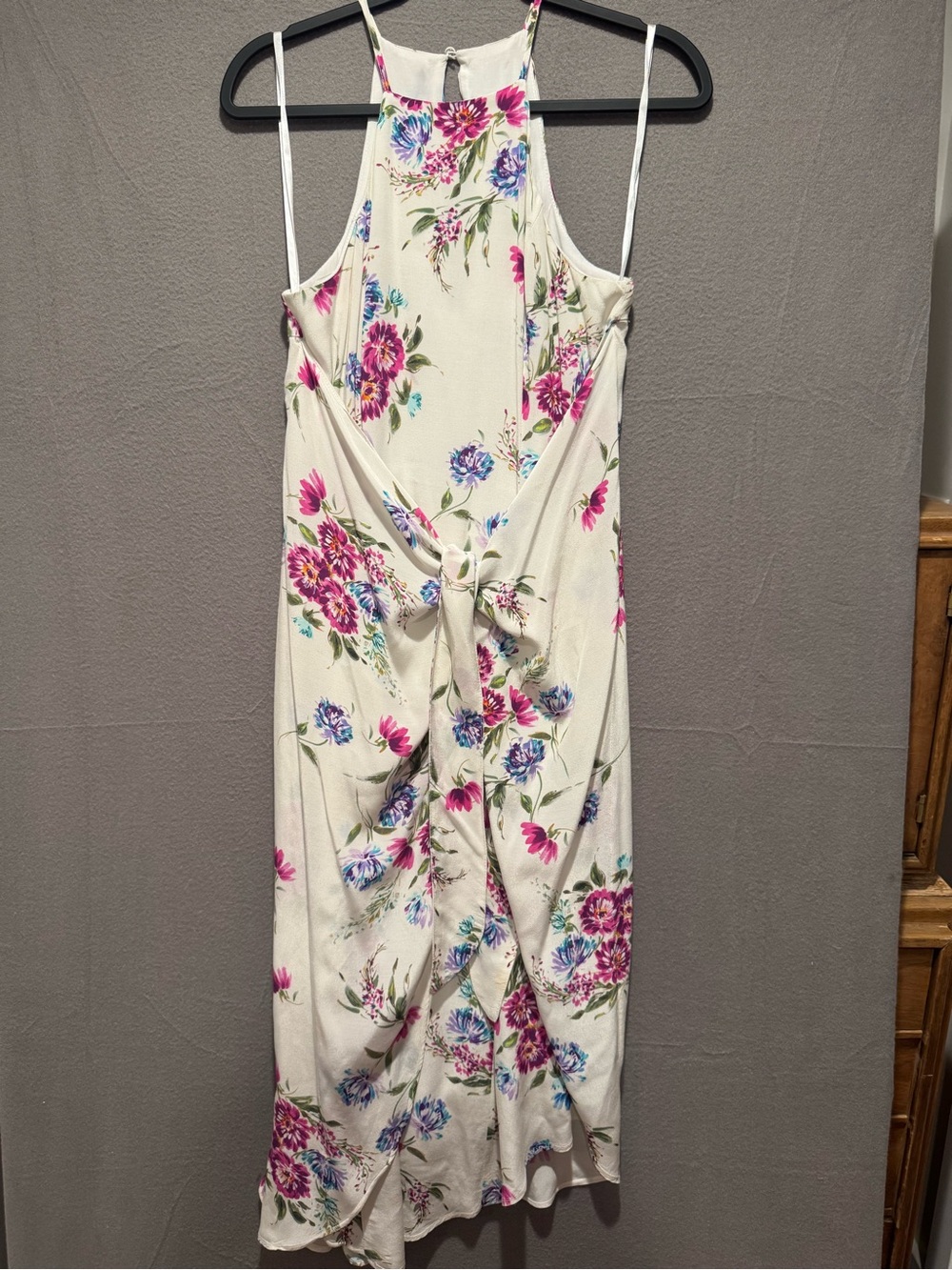 Privacy Please Cream Maxi Dress with Pink and Blue Floral Print